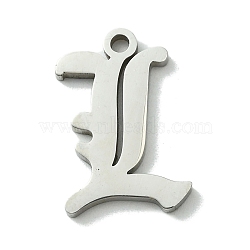 201 Stainless Steel Pendants, Stainless Steel Color, Old Initial Letters Charms, Letter L, 19.5x13x1.6mm, Hole: 1.8mm(STAS-B055-01P-L)