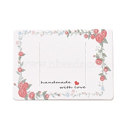 Rectangle Paper Hair Clip Display Cards, Hair Bow Holder Cards, Hair Accessories Supplies, White, Rose Pattern, 5x7x0.03cm(DIY-B061-02E)