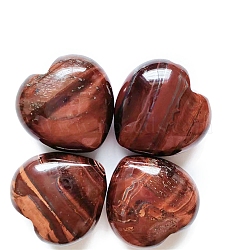 Natural Tiger Eye Healing Stones, Heart Love Stones, Pocket Palm Stones for Reiki Ealancing, 30x30x15mm(PW-WG48905-02)