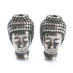304 Stainless Steel Beads, Buddha, Antique Silver, 14x8x7mm, Hole: 1.8mm(STAS-J037-19AS)