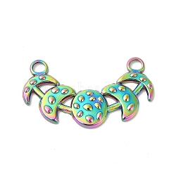 Ion Plating(IP) 304 Stainless Steel Pendants, Moon Phase Charms, Rainbow Color, 16.5x29.5x2mm, Hole: 2.4mm(STAS-L268-020MC)