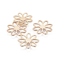 304 Stainless Steel Charms, Flower, Golden, 15.5x1mm, Hole: 5x2mm(STAS-L226-002G)