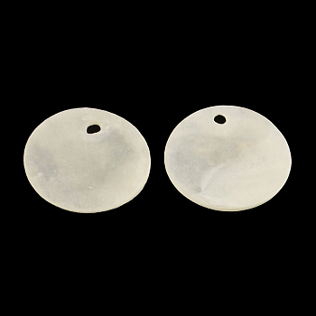 Flat Round Capiz Shell Pendants, WhiteSmoke, 15x0.5~1mm, Hole: 1.5mm