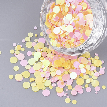 Ornament Accessories, PVC Plastic Paillette/Sequins Beads, No Hole/Undrilled Beads, Flat Round, Mixed Color, 1~4x0.4mm