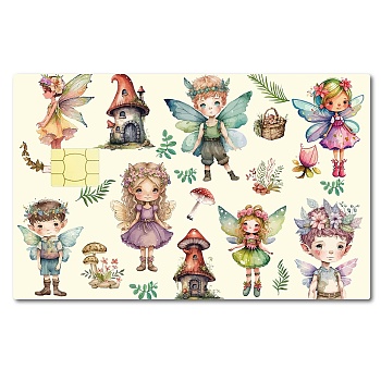 PVC Plastic Waterproof Card Stickers, Self-adhesion Card Skin for Bank Card Decor, Rectangle, Angel & Fairy, 186.3x137.3mm