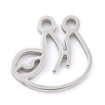 Non-Tarnish 304 Stainless Steel Charms, Laser Cut, Sloth Charm, Stainless Steel Color, 9.5x10x1mm, Hole: 1.2mm