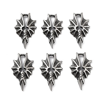 316 Surgical Stainless Steel Pendants, Bat Charm, Antique Silver, 23x13x3mm, Hole: 6x2mm