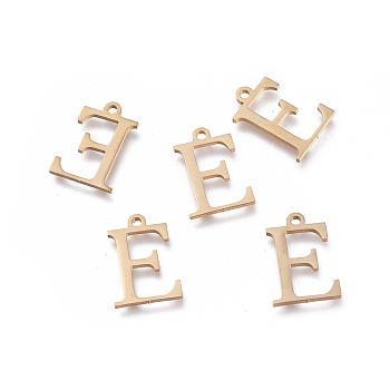 304 Stainless Steel Charms, Greek Alphabet, Golden, Letter.E, 13.8x9.5x1mm, Hole: 1.2mm