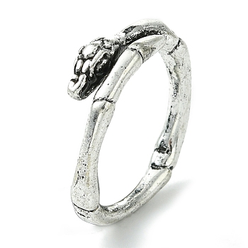 Snake Alloy Open Cuff Rings, Lead Free & Cadmium Free, Antique Silver, 7mm, Inner Diameter: 18mm