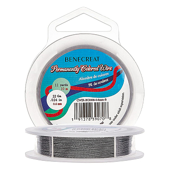 BENECREAT 3 Strands Copper Craft Wire, Long-Lasting Plated, Twisted Round, Gunmetal, 22 Gauge, 0.6mm, about 10m/roll