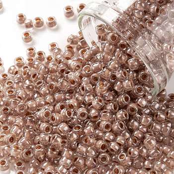 TOHO Round Seed Beads, Japanese Seed Beads, (1067) Light Rust Lined Crystal, 8/0, 3mm, Hole: 1mm, about 220pcs/10g