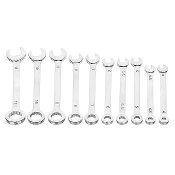 Iron Ratcheting Combination Wrench Sets, 10-Piece, for Home Appliances, Machinery Maintain , Platinum, 98x20x4mm, 10pcs/set