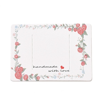 Rectangle Paper Hair Clip Display Cards, Hair Bow Holder Cards, Hair Accessories Supplies, White, Rose Pattern, 5x7x0.03cm