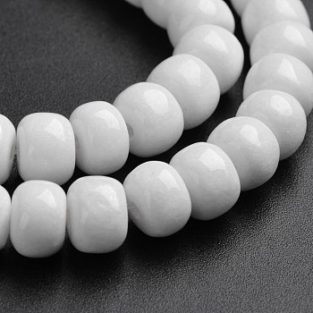 Natural Mashan Jade Column Bead Strands, Dyed & Heated, White, 8x6mm, Hole: 1mm, about 70pcs/strand, 15.75 inch