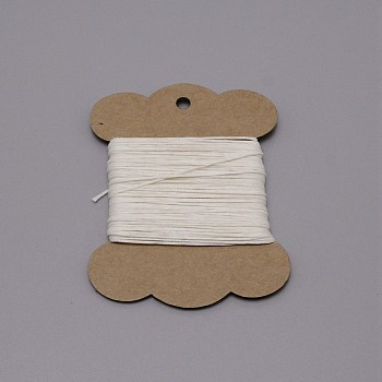 Wax Cord, with Craft Paper Cards, Flat, for Bracelet Making, Floral White, 1mm, about 32.81 Yards(30m)/Card