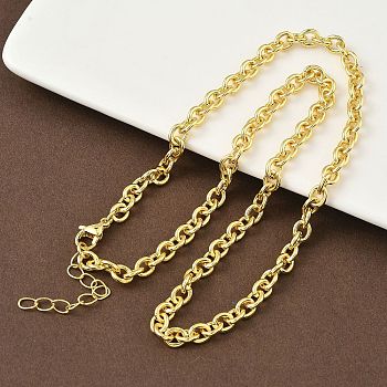 5MM Brass Cable Chain Necklaces for Women, Rack Plating, Long-Lasting Plated, Lead Free & Cadmium Free, Real 18K Gold Plated, 17.64 inch(44.8cm)
