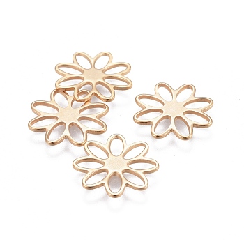 304 Stainless Steel Charms, Flower, Golden, 15.5x1mm, Hole: 5x2mm