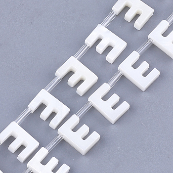 Natural Freshwater Shell Beads, Top Drilled Beads, White, Letter.E, 10x6.5x3mm, Hole: 0.8mm