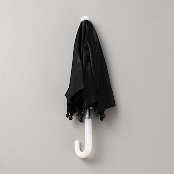 Mini Polyester Doll Umbrella, Stainless Steel & Plastic Umbrella, Doll Making Supplies, for DIY Dolls Accessories, Black, 215x60x19mm