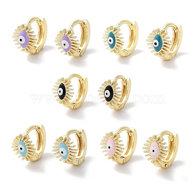 Mixed Color Evil Eye Brass Earrings