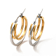Two Tone 304 Stainless Steel Triple Circle Hoop Earrings for Women(EJEW-I272-01GP)-1