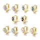 Real 18K Gold Plated Brass Enamel Evil Eye Hoop Earrings for Women(EJEW-L269-130G)-1