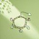 Colorful Rhinestone Flower & Star & Leaf & Cross Charms Multi-strand Bracelet(BJEW-JB08703)-2