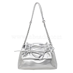 Women's Bowknot Imitation Leather Crossbody Bag, Shoulder Bag, Silver, 31x22x9cm(PW-WG61911-03)
