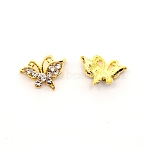 Alloy Rhinestone Cabochons, Butterfly, for Nail Art Studs and Nail Art Decoartion Accessories, Crystal, 12.3x9x2.5mm(MRMJ-WH0012-14A)