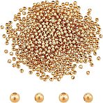 304 Stainless Steel Beads, Hollow Round, Golden, 3x3mm, Hole: 1mm, about 500pcs/bag, 1bag/box(STAS-UN0017-74G)