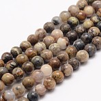 Natural Jasper Bead Strands, Round, 8mm, Hole: 1mm, about 48pcs/strand, 15.5 inch(G-K153-B24-8mm)