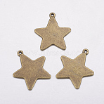 Tibetan Style Alloy Stamping Blank Tag Pendants, Lead Free and Cadmium Free, Star, Antique Bronze, 28x26x1mm, Hole: 1.5mm(EA085Y-AB)