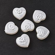 ABS Plastic Imitation Pearl Beads, Heart with Flower, White, 17x18x6mm, Hole: 1.6mm, about 388pcs/500g(OACR-P007-63)