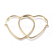 201 Stainless Steel Hoop Earrings, with 304 Stainless Steel Pin, Heart, Golden, 55x47x2mm, 12 Gauge, Pin: 0.7mm(EJEW-A052-12B)