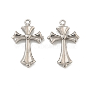 304 Stainless Steel Pendants, Cross Charm, Stainless Steel Color, 22x14x3mm, Hole: 1.4mm(X-STAS-O004-01B-P)