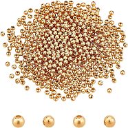 304 Stainless Steel Beads, Hollow Round, Golden, 3x3mm, Hole: 1mm, about 500pcs/bag, 1bag/box(STAS-UN0017-74G)