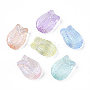 Transparent Acrylic Beads, Glitter Powder, Flower, Mixed Color, 16x12x7mm, Hole: 1.2mm(X-OACR-S028-141)