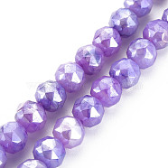 Electroplate Glass Beads Strands, Faceted, Round, Medium Purple, 7.5x8mm, Hole: 1.2mm, about 50pcs/strand, 14.76 inch(37.5cm)(EGLA-T008-025B)