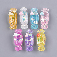 Resin Decoden Cabochons, with Shell Chip, Candy, Imitation Food, Mixed Color, 36x13x10mm(X-CRES-T010-50)