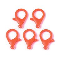 Plastic Lobster Claw Clasps, Orange Red, 35x24.5x6mm, Hole: 3mm(KY-ZX002-01-B)