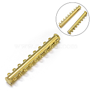 9-Strands 18-Holes Tube Brass Magnetic Slide Lock Clasps, Nickel Free, Golden, 45x10x7mm, Hole: 2mm(X-KK-D479-G-NF)