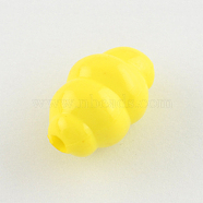 Opaque Acrylic Beads, Oval, Yellow, 18x11mm, Hole: 2mm, about 380pcs/500g(SACR-R818-09)