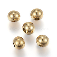 Ion Plating(IP) 202 Stainless Steel Beads, Round, Golden, 8x6.5mm, Hole: 3.5mm(STAS-O091-C-04G)