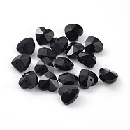 Romantic Valentines Ideas Glass Charms, Faceted Heart Charm, Black, 10x10x5mm, Hole: 1mm(G030V10mm-11)
