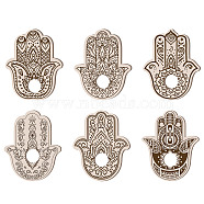 Mini Wood Crystal Ball Display Bases, Crystal Sphere Display Stand, Tarot Theme, Hamsa Hand, 100x80mm, Hole: 15.5mm, 6pcs/set(DJEW-WH0022-003)