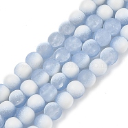 Frosted Crackle Glass Beads Strands, Rondelle, Light Steel Blue, 6x5.5mm, Hole: 1mm, about 145pcs/strand, 31.10''(79cm)(GLAA-U001-6mm-M14)