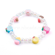 Stretch Beaded Bracelets, with Polymer Clay Dessert Beads and Acrylic Round Beads, Colorful, Inner Diameter: 2-1/4 inch(5.6cm)(BJEW-JB05949-02)