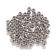 304 Stainless Steel Spacer Beads, Round, Stainless Steel Color, 3x2mm, Hole: 1.6mm(STAS-L222-42A-P)