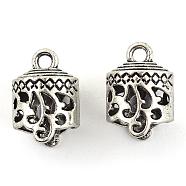 Tibetan Style Alloy Cord Ends, End Caps, Cadmium Free & Lead Free, Antique Silver, 26x18x17mm, Hole: 3.5mm, about 130pcs/1000g, Inner Diameter: 14x15mm(TIBEP-S300-31AS-RS)