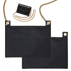 Felt Bags Organizer Insert, Mini Envelope Handbag Shaper Premium Felt, with Iron Grommets, Black, 22x18.3x0.5cm, Hole: 10mm(PURS-WH0001-46C-01)